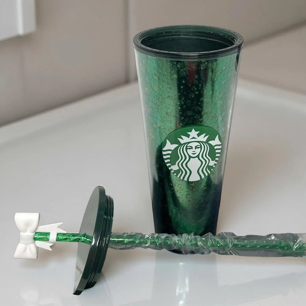 Starbucks 2019 Holiday Season Mercury Glitter Green Venti Tumbler 24 OZ